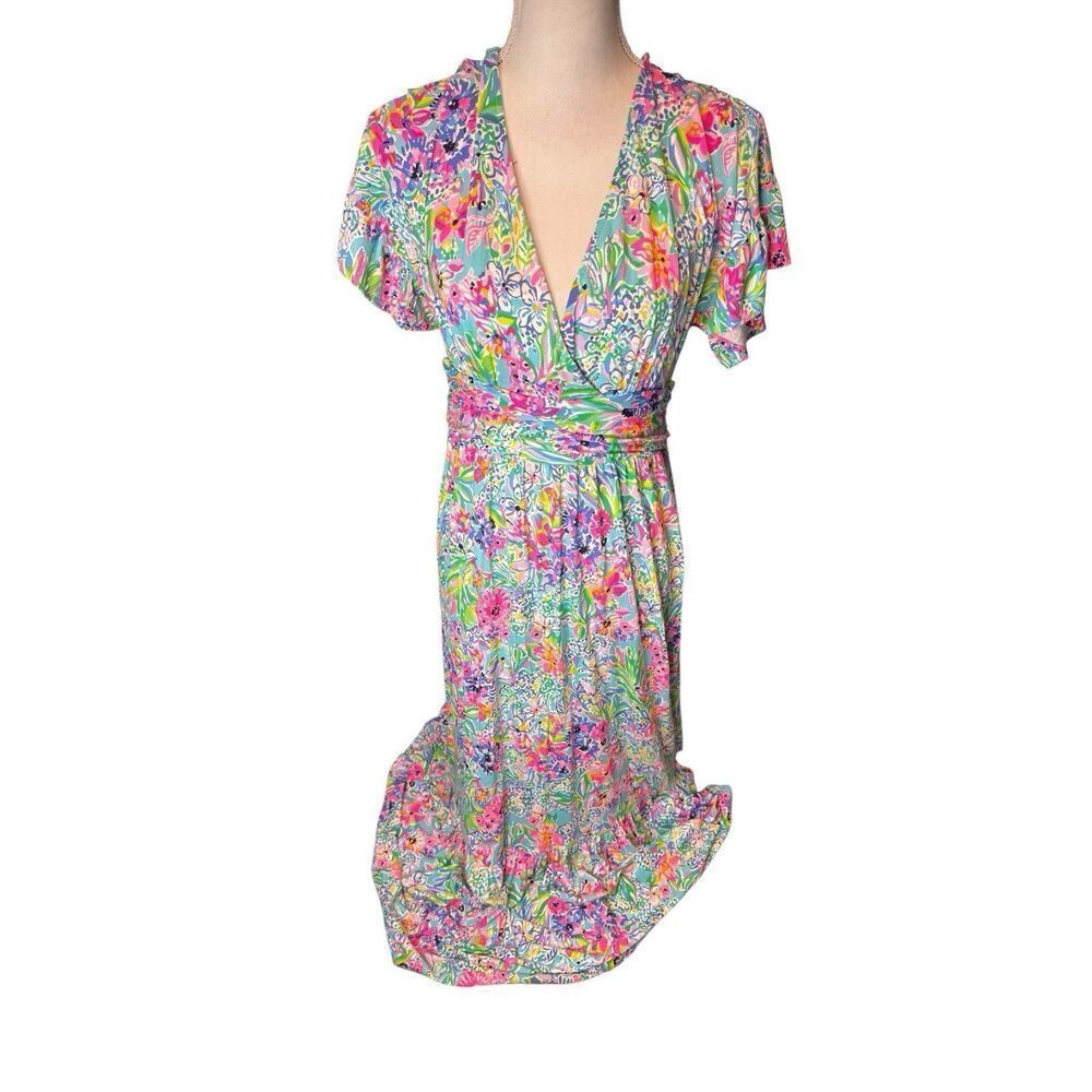 Lilly Pulitzer Jessi Midi Dress Amalfi Blue Alligator Isle Size M Excellent!